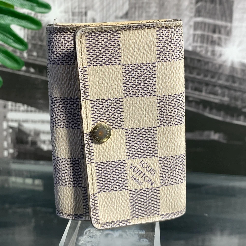 Authentic Louis Vuitton Damier Azur Key Card Holder
